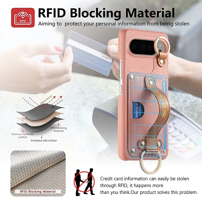 Phone Case For Pixel 9 Pro XL Pixel 8 Pro Pixel 8 Pixel 9 Pixel 7 Pixel 7 Pro Pixel 6 Pixel 6 Pro Back Cover with Stand Holder with Wrist Strap Card Slot Retro TPU PU Leather4