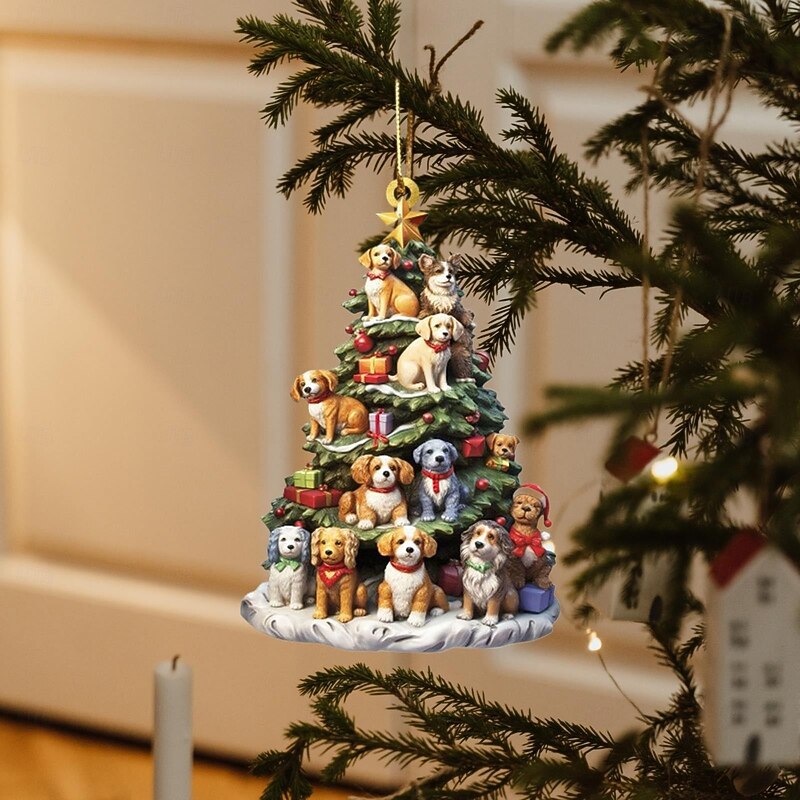 Christmas Tree Hanging Tree Shape Bookshelf Pendant, Christmas Hanging Ornaments Decorations, Books Stacked Ornament Christmas Books Acrylic Ornaments New Years Decorations