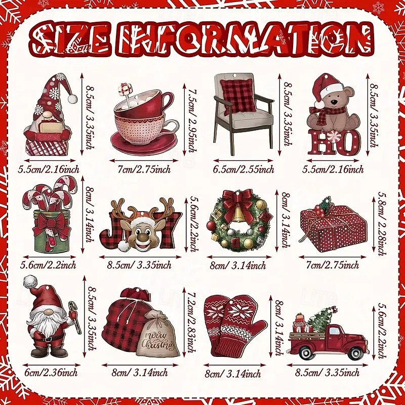 24pcs Vintage Christmas Wooden Ornaments, Colorful Hanging Peppermint Tree Decorations, Perfect for Christmas3