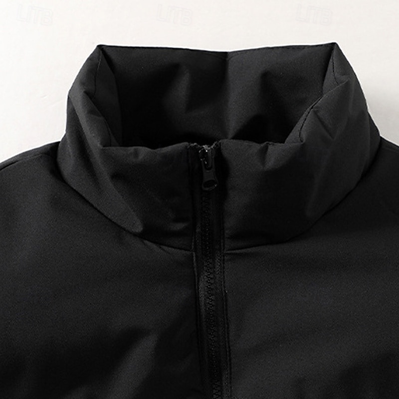 Men's Winter Coat Puffer Jacket Padded Jacket Pocket Polyster Daily Wear Date Vacation Regular Fashion Casual Comfortable Thermal Warm Fall & Winter Color Block Black Yellow Purple Khaki Puffer Jacket4