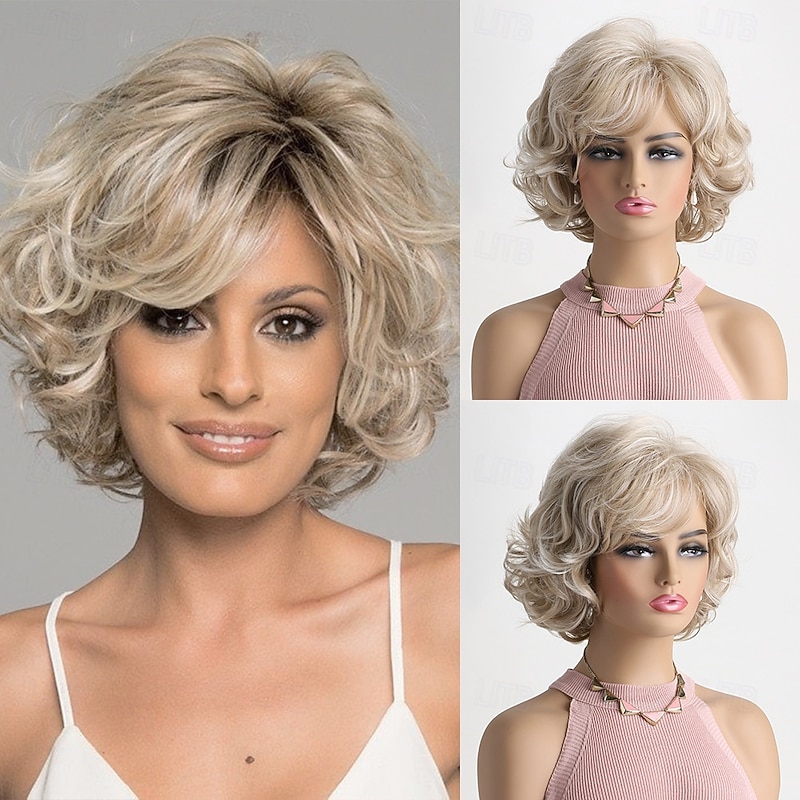 Pixie Layered Short Blonde Wig Short Curly Wigs for White Women Black