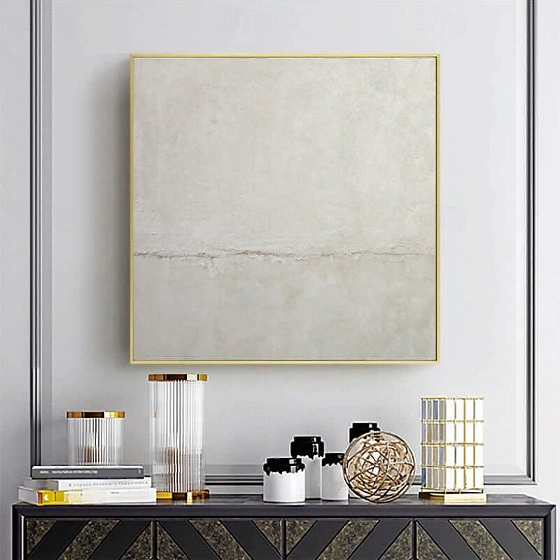 3D White oil painting Hand-Painted Thick Texture Oil Painting handpainted Beige White Painting On Canvas Abstract 3D white Textured oil painting Wall Art painting for Living Room bedroom decoration3