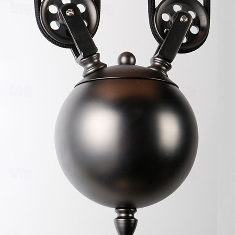 Iron Indoor Island Pulley Chandelier Retro Pendant Light Finish with Highlights Metallic Interior Ceiling Hanging Lamp4