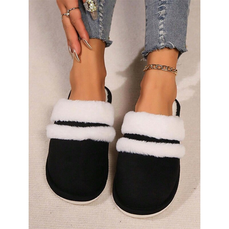 Women's Cozy Faux Fur Lined Slippers with Suede Finish – Warm Indoor Shoes for Winter Comfort 7