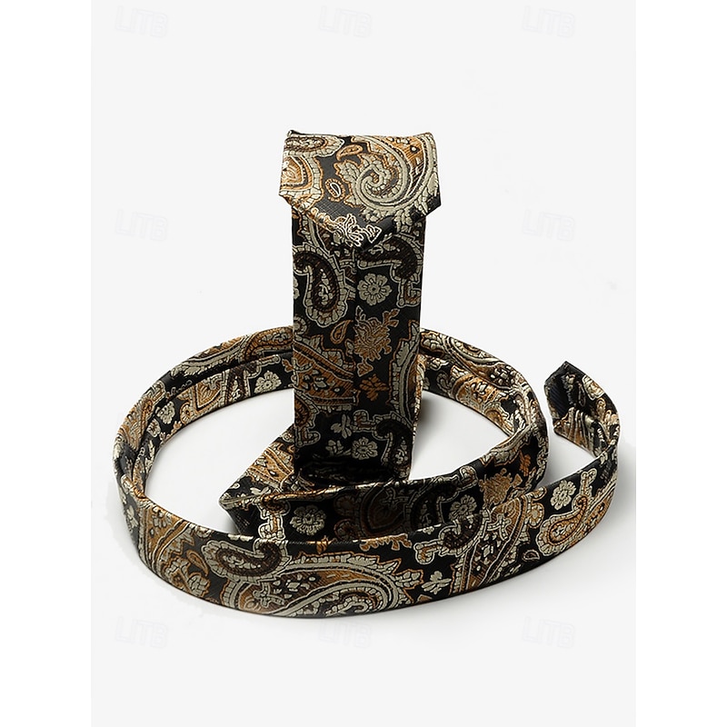 Men's Paisley Faux Silk Tie – Classic Vintage-Style Floral Pattern Necktie for Formal and Business Attire4