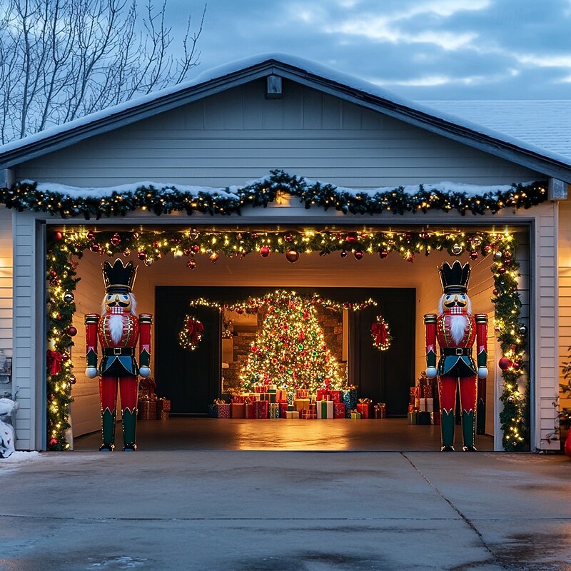 Christmas Door Decorations Outdoor Garage Door Cover Xmas Tree Banner Farmhouse Large Christmas Backdrop for Holiday Outdoor Garage Door Home Wall Decorations 27