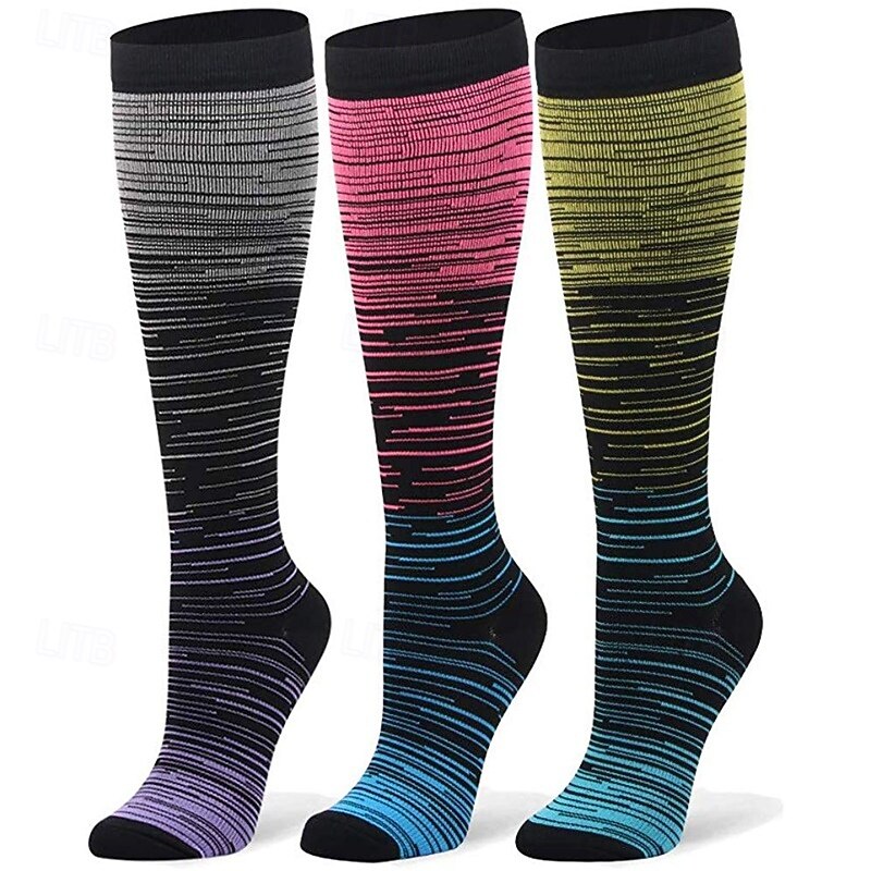 Yoga Socks 3 Pairs Men's Women's Compression Socks Anti-Slip Breathable Sweat wicking Comfortable Gym Workout Basketball Football / Soccer Running Jogging Sports Colorful Fashion Polyester