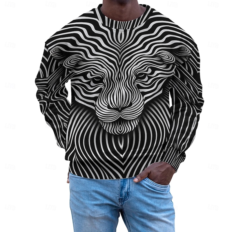 Men's Graphic Tiger Line Sweatshirts Golf Pullover Sweatshirt Long Sleeve Sweatshirt Hooded Vacation Cool Daily Print Vacation Sports Outdoor Going out Printing Winter Spring &  Fall2