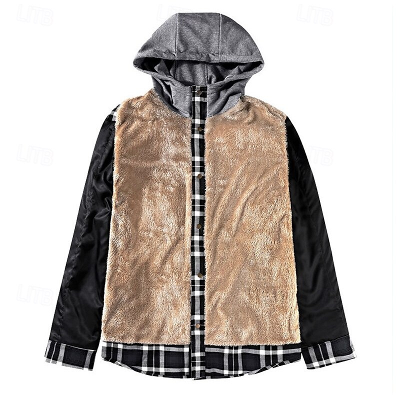 Men's Fleece Jacket Winter Autumn / Fall Outdoor Fleece Lining Windproof Hoodie Windbreaker Hunting Camping / Hiking / Caving Red Blue Brown4