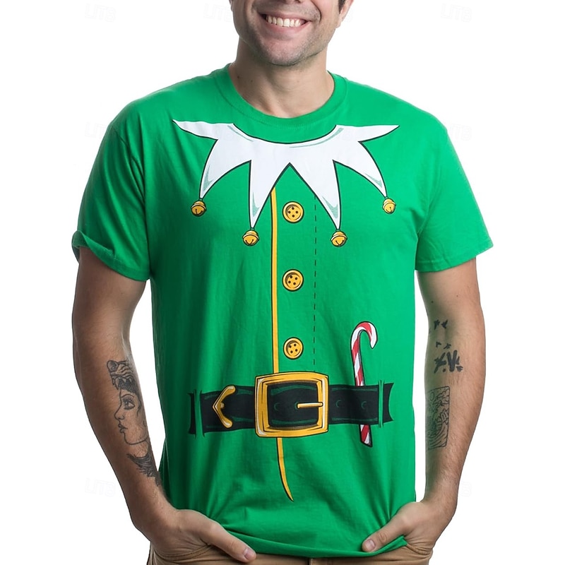 Christmas Elf T-shirt Ugly Christmas Shirt 3D Christmas Graphic Funny For Men's Adults' Christmas Carnival 3D Print Party Festival4