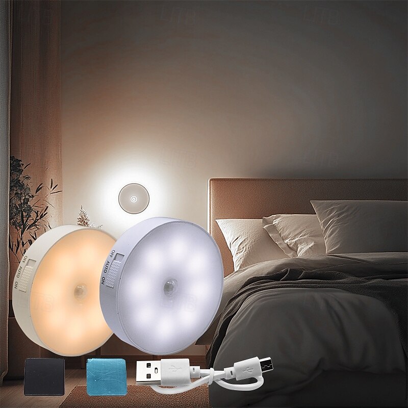 8LED Motion Sensor Night Light, USB Rechargeable Stair Cabinet Light Automatic On/Off, Ideal for Kitchen, Bedroom, Closet, Stairs and Hallway