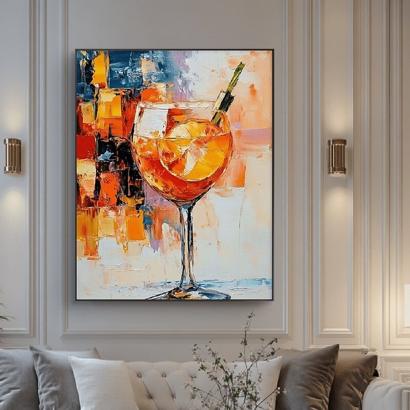 Handmade Abstract Gold Glass Still Life Paintings on Canvas Rich Textured Acrylic Still Life Oil Painting Modern Wall Art Hand Painted Artwork Fruit Painting for Living Room Wall Decor4