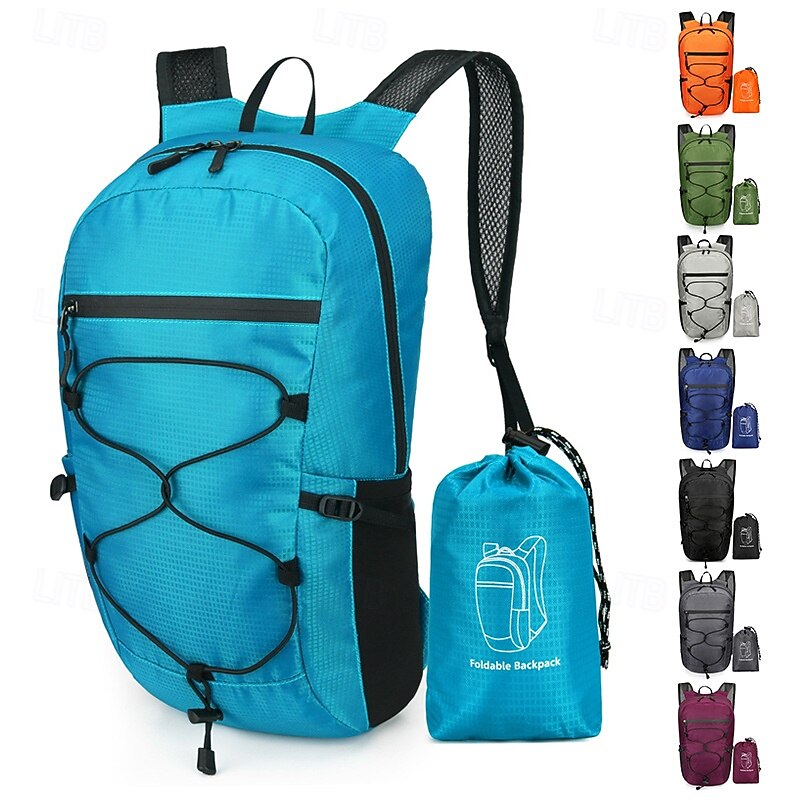 15 L Daypack Rucksack Zipper Multi Pocket Rain Waterproof Anatomic Design Wearable Durable Outdoor Hiking Camping Military Nylon Dark Grey Black Blue