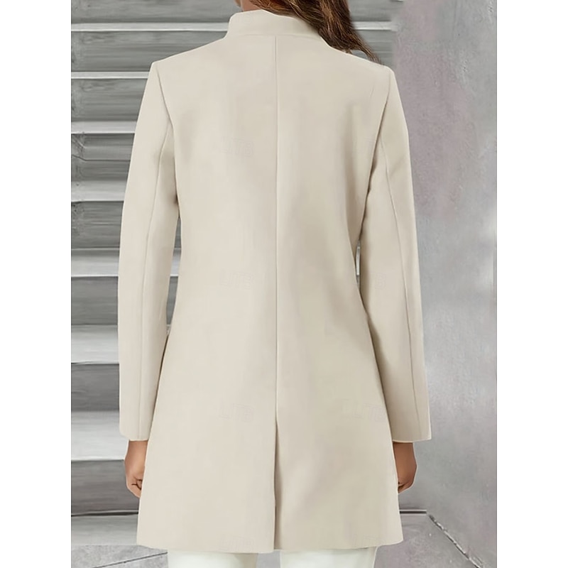 Women's Winter Coat Outdoor Street Daily Wear Fall Winter Regular Coat Regular Fit Thermal Warm Breathable Stylish Casual Jacket Long Sleeve Plain Adjustable White2