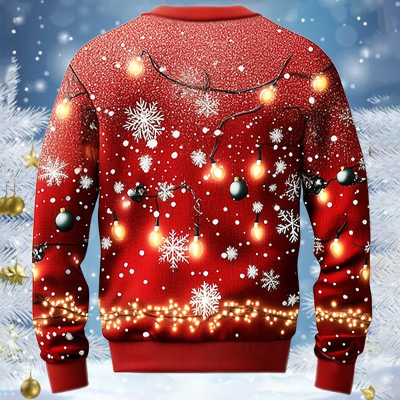 Christmas Men's Christmas Costume Sweatshirt Long Sleeve Sweatshirt Crew Neck Party Funny 3D Printing Party Sports Outdoor Holiday Crewneck Winter Spring &  Fall2