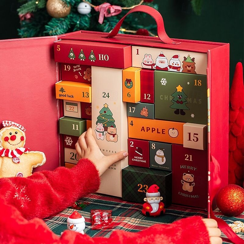 Empty Advent Calendar to Fill Yourself, Advent Calendar Christmas Countdown Calendar 24 Days of Surprises Christmas Xmas Gifts Empty Box for Boys Girls Teens Adults