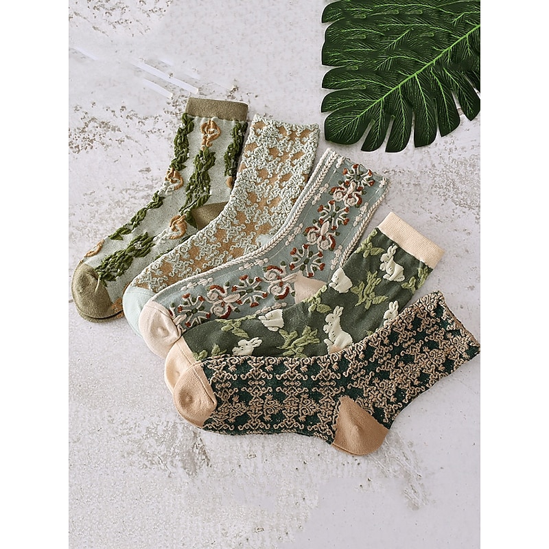 Women's Vintage Floral Embroidered Socks – Elegant Retro Design, Ideal for Everyday Wear