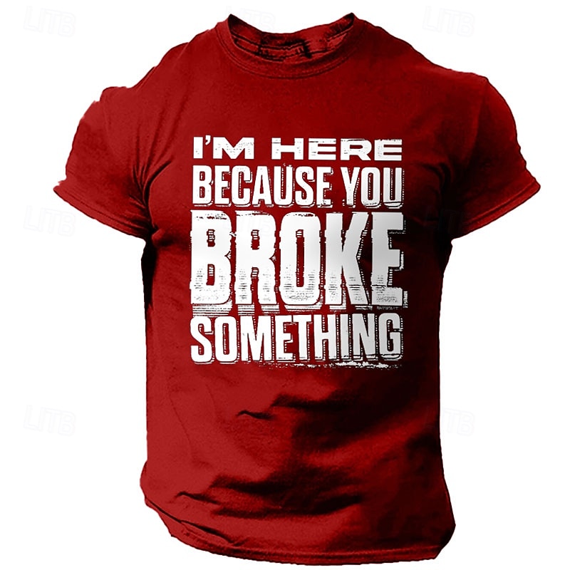 Men's Funny Letter Print T Shirt Tee Top 100% Cotton Short Sleeve Graphic Shirt Red Army Green Dark Blue Comfortable Tee Street Sports Outdoor Fashion Designer Clothing3