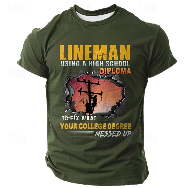 Men's Text T Shirt Short Sleeve T shirt 3D Print Crew Neck Shirt Fashion Athleisure Street Sports Outdoor Black Dark Green Dark Blue Summer Spring Clothing Apparel S M L XL XXL XXXL