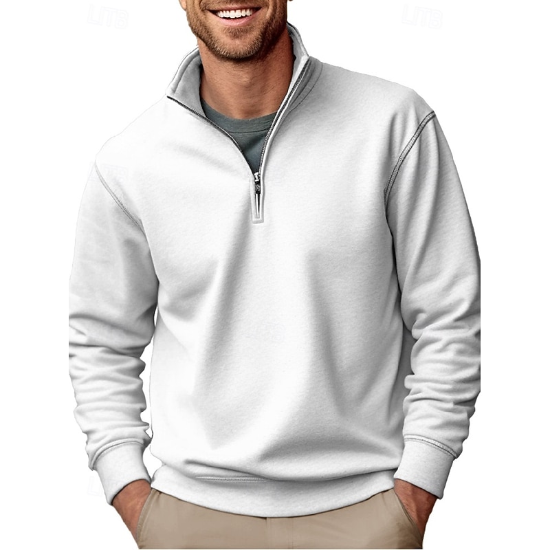 Men's Sweatshirt Quarter Zip Sweatshirt Black White Red Blue Green Half Zip Plain Sports & Outdoor Daily Holiday Polyester Streetwear Casual Spring &  Fall Clothing Apparel Hoodies Sweatshirts  Long4