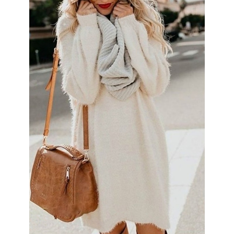 Women's Casual Dress Mini Dress Patchwork Casual Crew Neck Long Sleeve Pink Beige Gray Color2