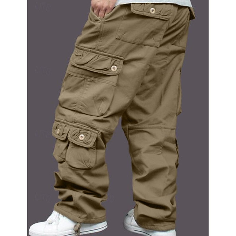 Men's Cargo Pants Cargo Trousers Combat Trousers Work Pants Pocket Plain Comfort Breathable Outdoor Daily Going out Casual Big and Tall Black Army Green