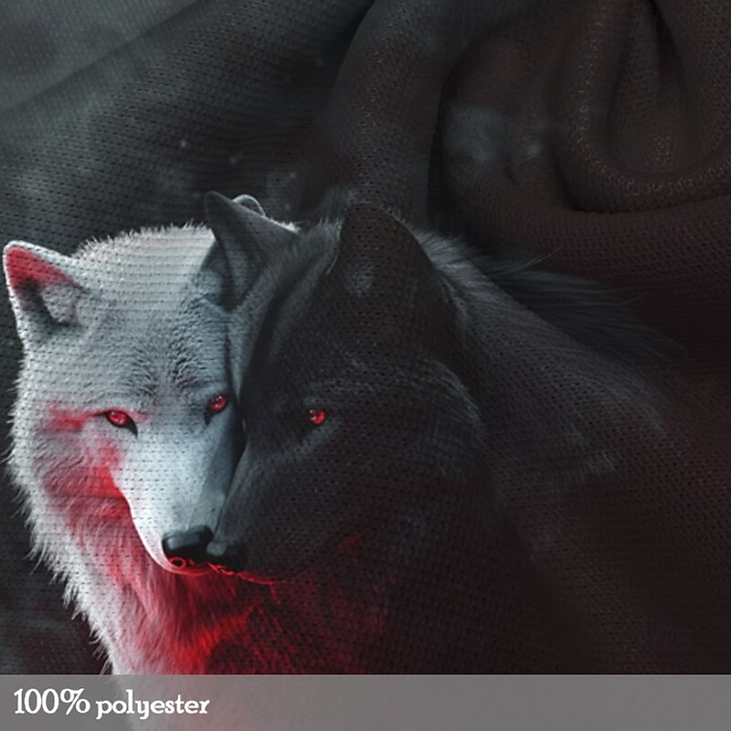 Men's Wolf Hoodie Hoodies Sweatshirt Fashion Casual Long Sleeve Hooded Sports Outdoor Streetwear Black Print Front Pocket Spring &  Fall Designer3