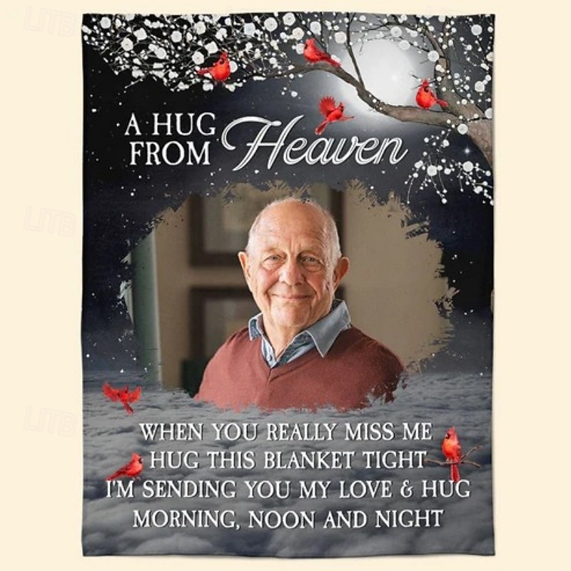 Personalized Photo Memorial Blanket Custom Sympathy Gifts For Loss Of Loved Ones A Hug From Heaven Soft Thoughtfully Remembrance Comfort4