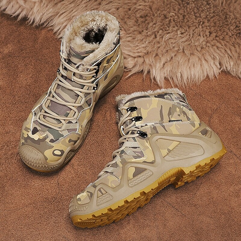 Men's Camouflage Winter Hiking Boots with Fur Lining – Waterproof Insulated Outdoor Snow Boots4