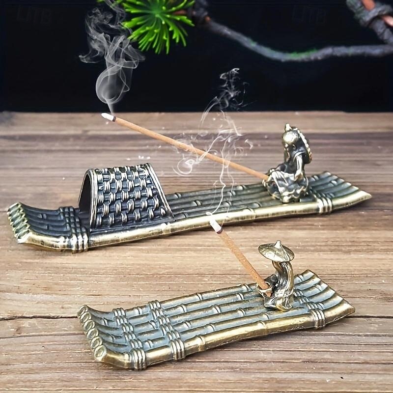 Vintage Gingerbread for Man Incense Burner - Alloy Boat Design for Sandalwood & Agarwood, Perfect for Home Decor & Sleep Aid3