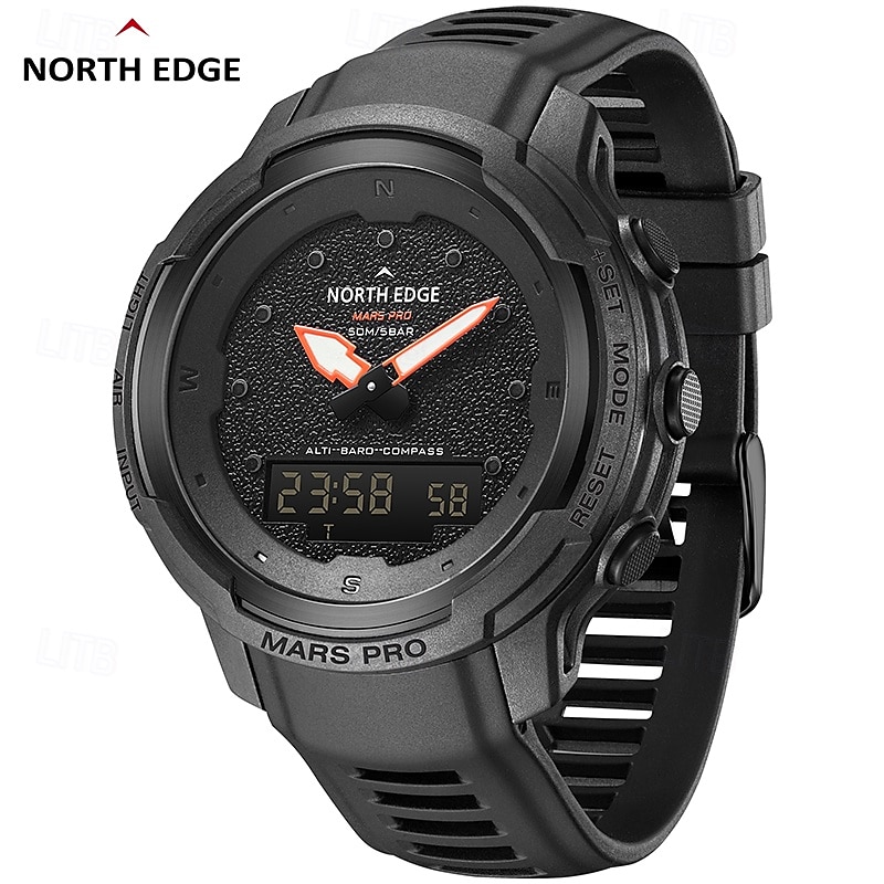 NORTH EDGE MARS Pro Men's Sports Digital Watch Military Army Carbon Fiber Case Watches Altimeter Barometer Compass Waterproo 50M2