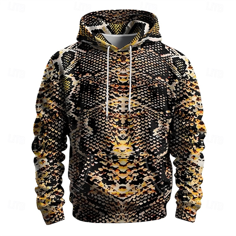 Graphic Serpentine Men's Vacation 3D Print Hoodie Sports Outdoor Vacation Going out Hoodies Brown Hooded Printing Winter Spring & Fall Designer Hoodie Sweatshirt4
