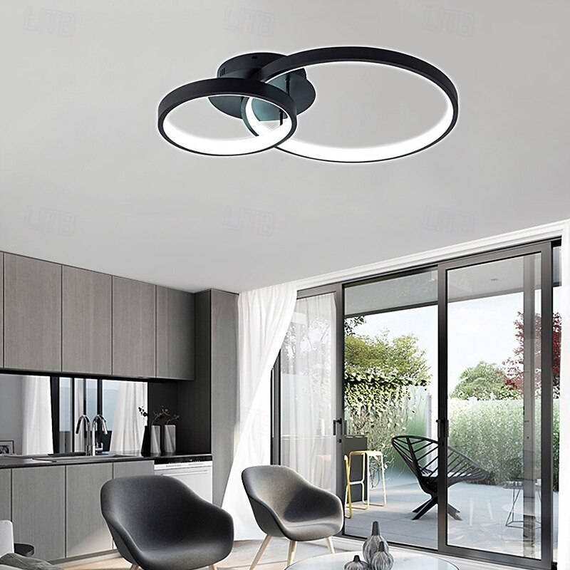 Modern LED Ceiling Light 2-Ring Flush Mount Contemporary Chandelier Ceiling Lamp 3000/6000K 110-240V4