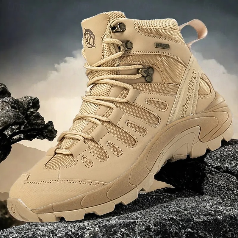 Men's Tactical Hiking Boots - Lightweight Desert Combat Boots with Breathable Mesh and Anti-Slip Sole for Outdoor Adventures