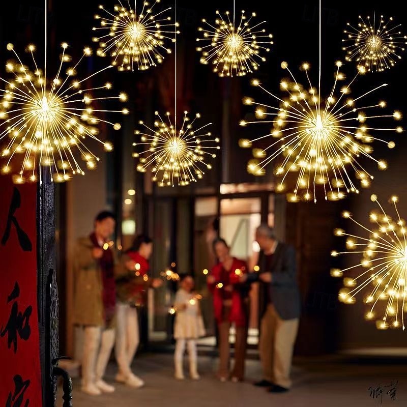 4PCS Solar Firework Lights, Solar Pathway Lights 360 LEDs with Remote Control 8 Modes, Waterproof Outdoor Lights for Garden, Yard, Patio, Walkway, Christmas and Holiday Decorations3