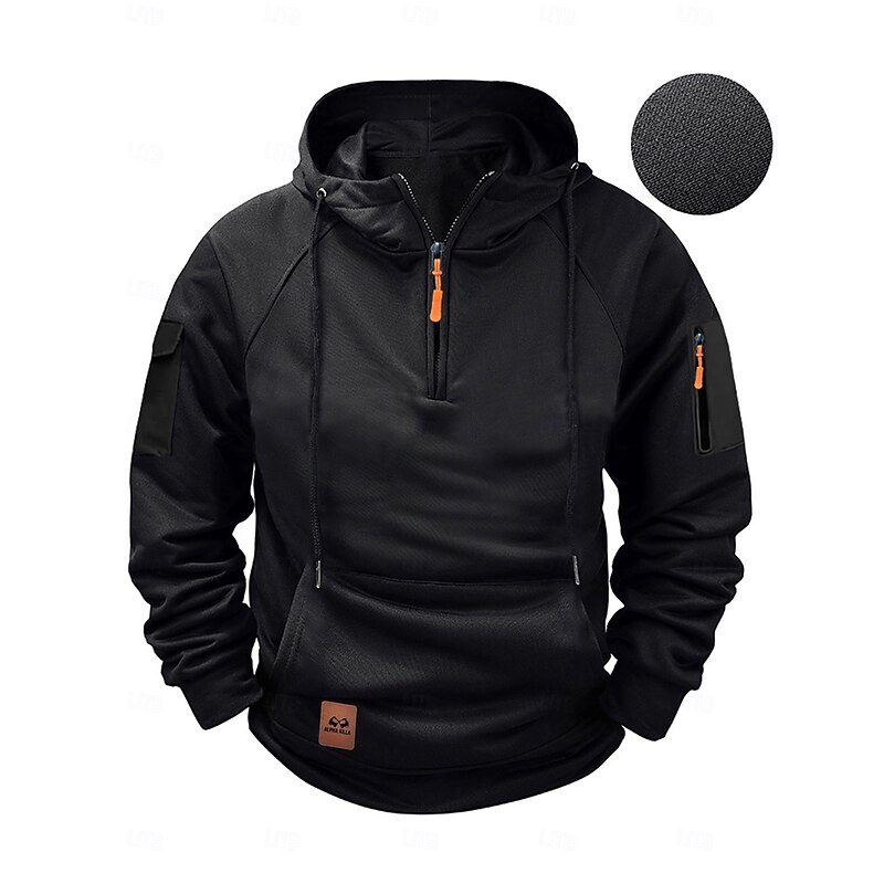 Men's Hoodie Zip Up Hoodies Tactical Hoodie Black Wine Camel Dark Gray Hooded Plain Pocket Front Pocket Daily Holiday Going out Polyester Streetwear Casual Fall Winter Clothing Apparel Hoodies2