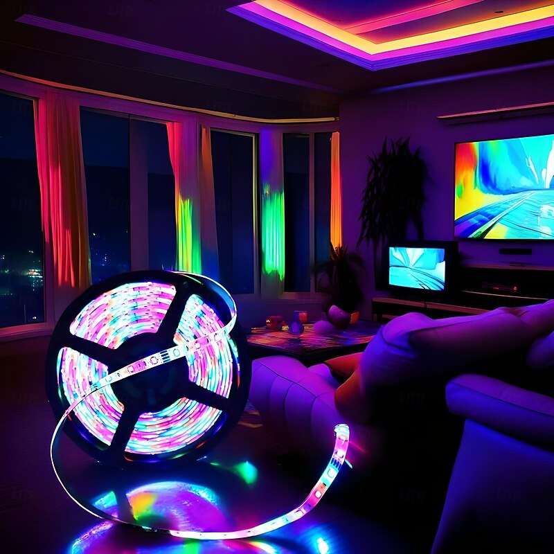 LED Strip Lights 20M Bluetooth DIY Color Changing 2835 RGB Kit with Hidden Controller and Remote – Easy Installation 5M 10M 15M for TV Backlight, Room and Bedroom Decor2