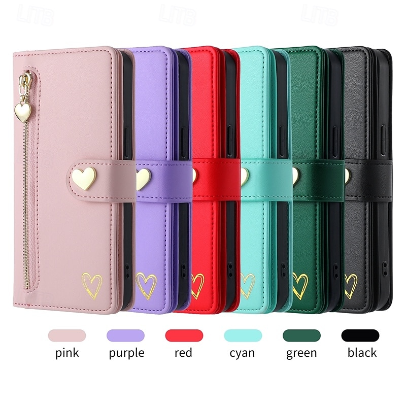 Phone Case For S25 S24 S24 FE S23 S22 S21 Ultra Plus A55 5G A35 5G A25 A15 Back Cover Wallet Case with Stand Holder Zipper with Wrist Strap Retro TPU PU Leather