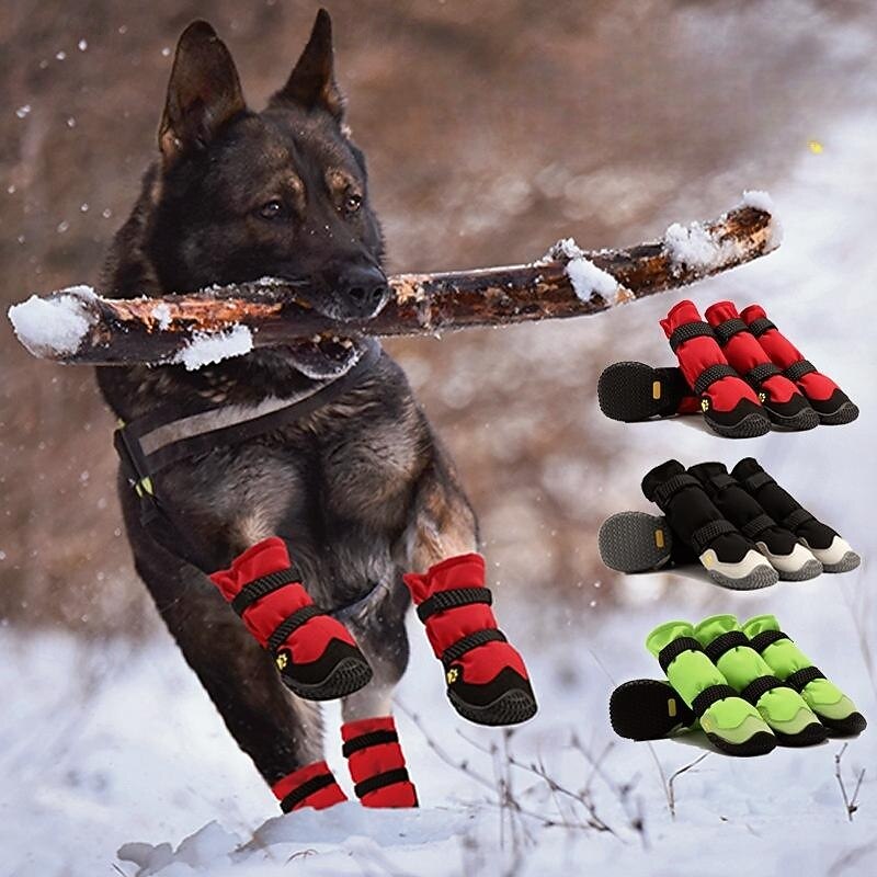 Dog Snow Boots Outdoor Dog Boots Winter Dog Shoes Warm Sporty Waterproof Nonslip Paw Protectors for Snow Rain for Medium Large Dogs