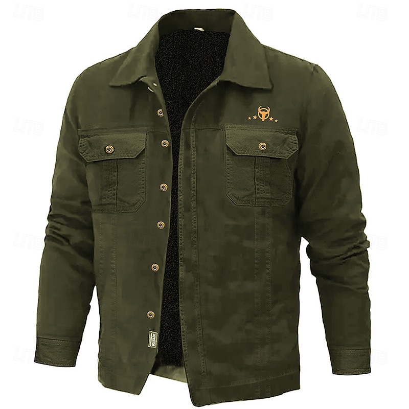 Men's Cow Print Work Shirt Western Shirt Cargo Shirt Long Sleeve Casual Sports & Outdoor Going out Fall Winter Turndown Print Black Army Green2