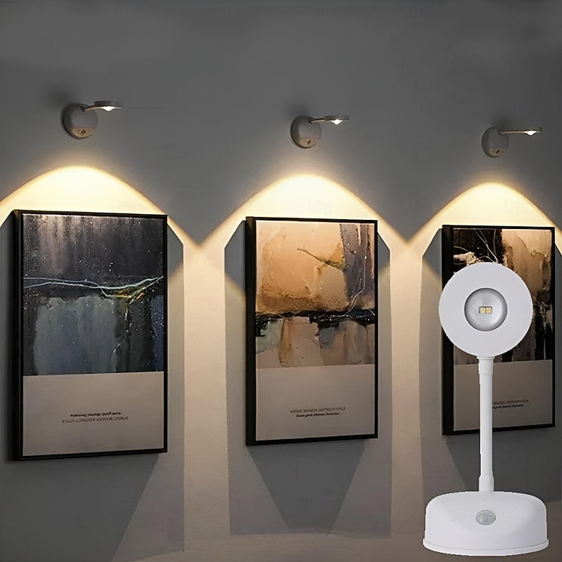 Rechargeable Motion Sensor LED Wall Light, Wireless Battery Powered Induction Lamp Wall Mounted Picture Light for Galleries, Stairs, Hallways, and Bedroom Decor2