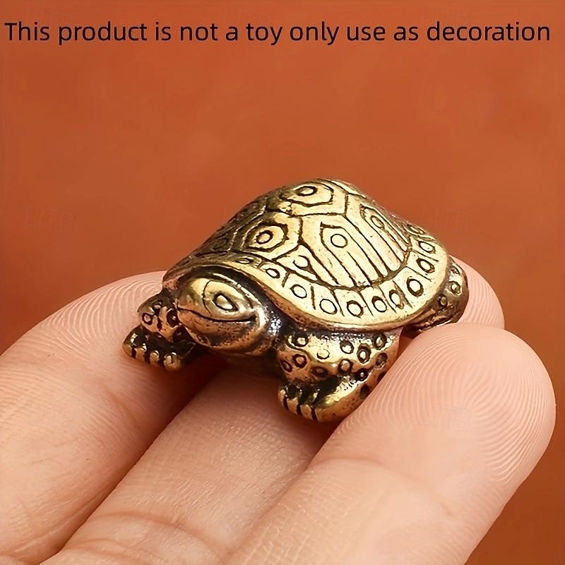 Antique Brass Longevity Turtle Ornament, Auspicious Home Decoration, Small Gift for Tea Pet Lovers 2025 - $6.49