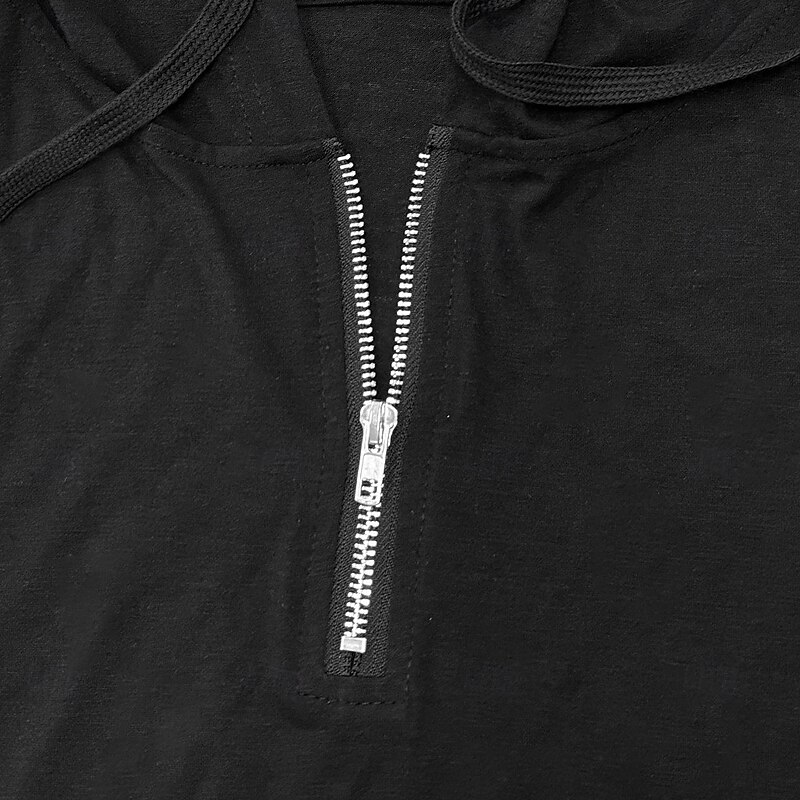 Men's Quarter Zip Tee Tee Top Long Sleeve Shirt Long Sleeve Hooded Summer Patchwork Daily Casual Street Style Zipper Outdoor Street Causal Black Navy Blue khaki Top Tee for Men4