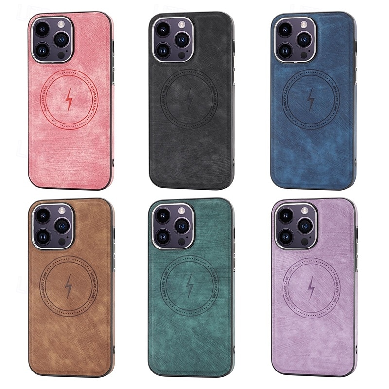 Phone Case For iPhone 16 15 14 Pro Max Plus 13 12 11 Pro Max Back Cover Magnetic Support Wireless Charging Shockproof Retro TPU PU Leather