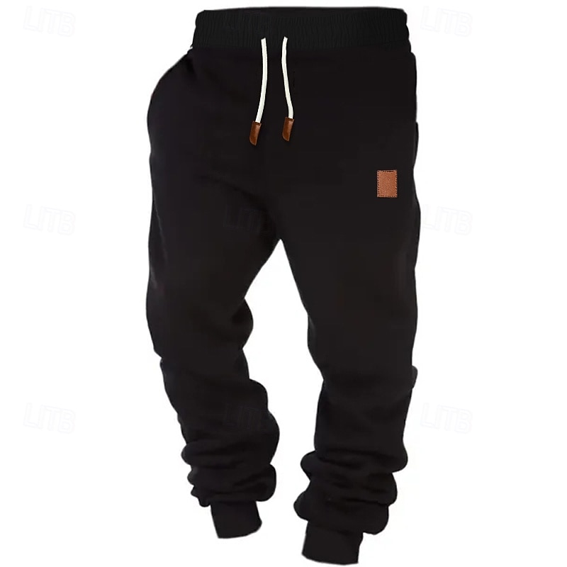 Men's Sweatpants Joggers Fleece Pants Trousers Drawstring Pocket Plain Comfort Soft Full Length Outdoor Daily Going out Fashion Casual Black Green4