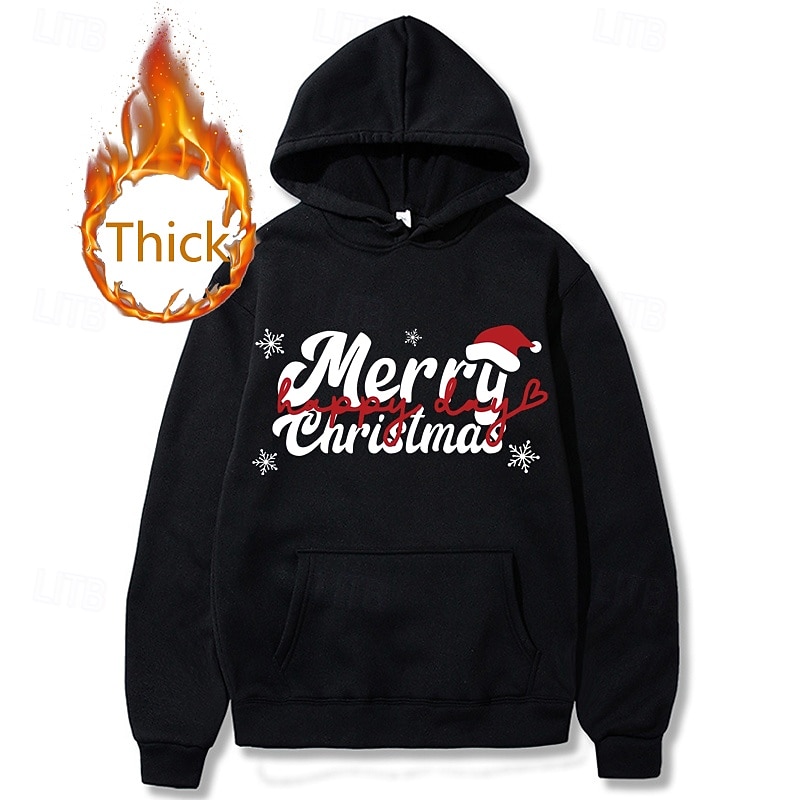 Christmas Santa Claus Puppy Fleece Hoodies Funny Christmas Hoodie Christmas Front Pocket Graphic For Couple's Men's Women's Adults' Christmas Carnival Hot Stamping Party Casual Daily