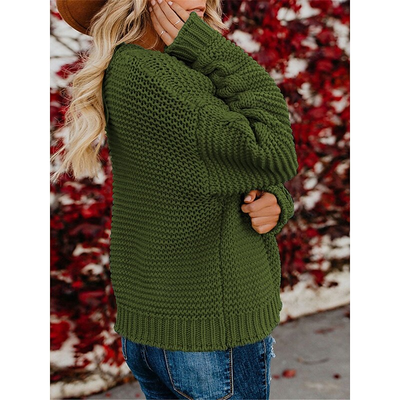 Women's Sweater Cardigan Casual Soft Pure Color Ribbed V Neck Knitted Long Sleeve Regular Tops Knit Outdoor Daily Weekend Army Green Blue Fall Winter2