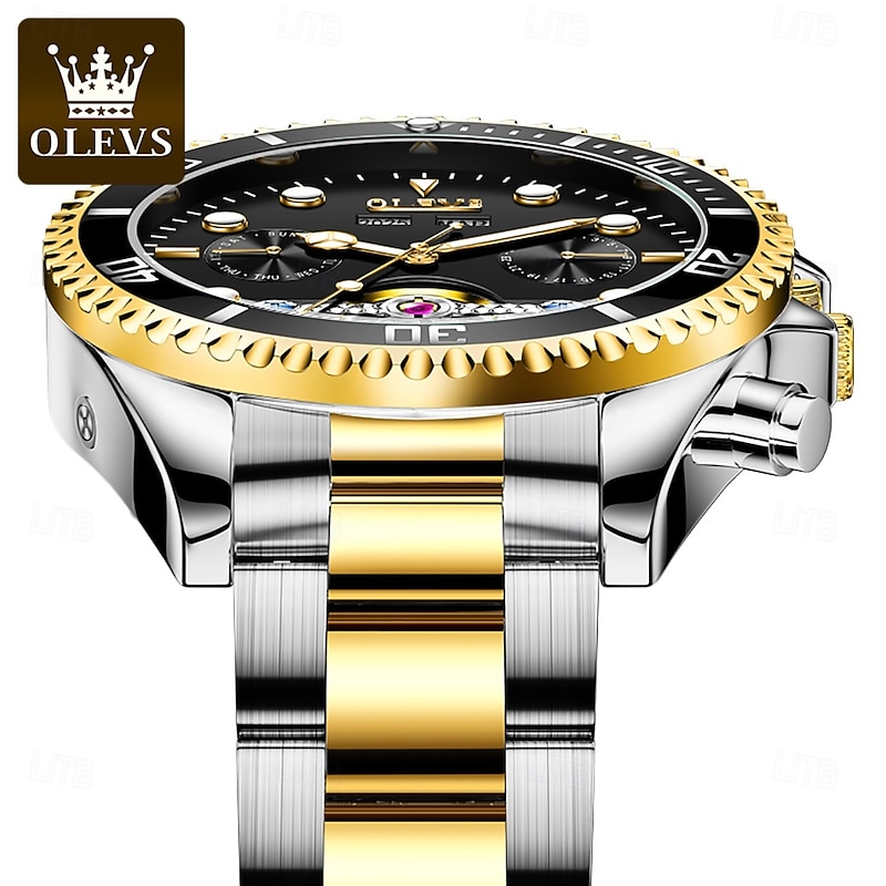 OLEVS Men Mechanical Watch Fashion Casual Wristwatch Automatic Self-winding Luminous Calendar Date Steel Watch2