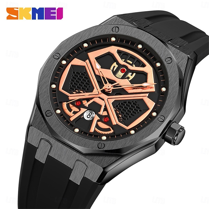 SKMEI Men Quartz Watch Outdoor Sports Fashion Casual Luminous Calendar Waterproof Decoration Silicone Gel Watch