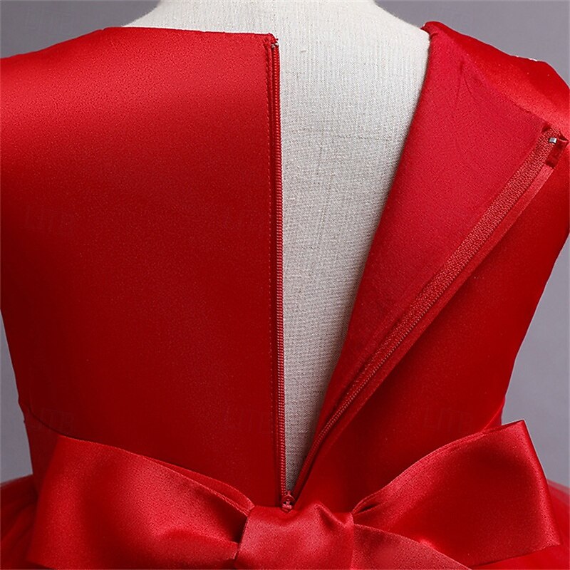 Kids Girls' Cosplay Dress Party Dress Solid Color Sleeveless Performance Christmas Mesh Backless Patchwork Beautiful Sweet Polyester Maxi Party Dress Swing Dress Tulle Dress Winter 4-12 Years3